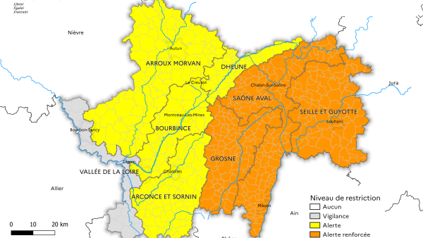 SECHERESSE - Le Préfet de Saône et Loire réactive les restrictions d'usage de l'eau 