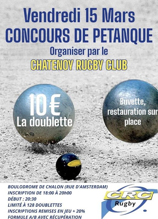 Rugby : Le Chatenoy Rugby Club organise son concours de pétanque le 15 mars au boulodrome