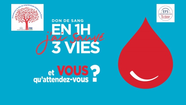 Besoin URGENT en poches de sang, venez à la collecte de sang Lundi 21 Février 2022 de 15h30 à 19h00 à la salle Maurice Ravel de Châtenoy-le-Royal.