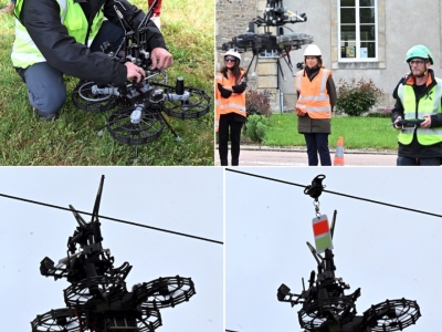 ENEDIS utilise un drone pour protéger les grands oiseaux et maintenir une qualité d’alimentation électrique des territoires, comme à Auxy