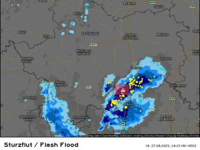 ORAGES - La fin d'après-midi s'annonce musclée pour le sud de la Saône et Loire jusqu'à Tournus 