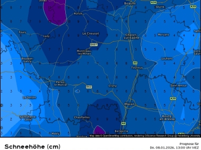 La neige attendue en Saône et Loire pour les journées de mercredi et jeudi 