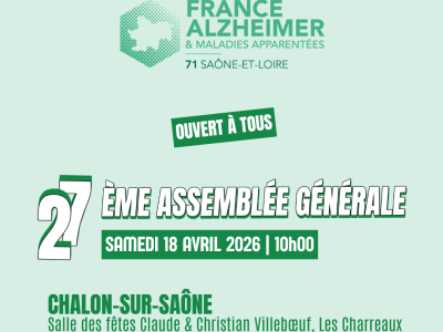 France Alzheimer Saône-et-Loire organise sa 27ème Assemblée Générale