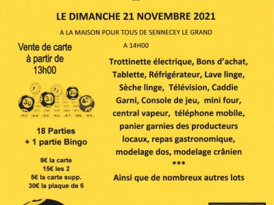 Les pompiers de Sennecey le Grand vous donnent rendez-vous pour leur loto 