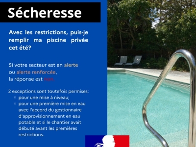 PISCINES - Attention des restrictions sont en vigueur en Saône et Loire 