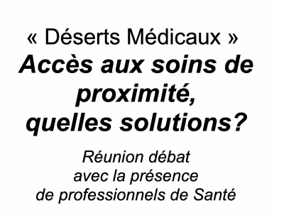 Débat ce vendredi soir sur les déserts médicaux et l'accès aux soins de proximité 