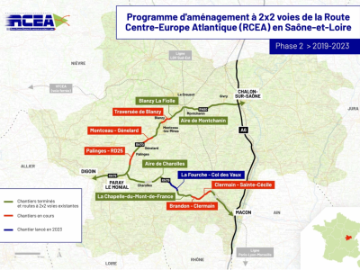 Modification de la circulation autour du chantier de mise à 2 × 2 voies de la RCEA dans la traversée de Blanzy