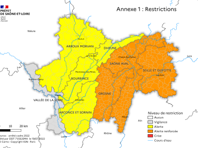 SECHERESSE - Le Préfet de Saône et Loire réactive les restrictions d'usage de l'eau 