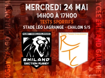 Mercredi 24 mai, journée d'inscription à la section sportive Rugby (RTC)