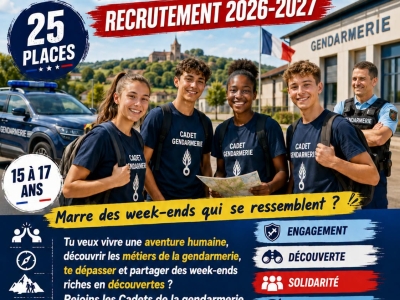 Cadets  Gendarmerie Saône et Loire - Recrutement 2026/2027.