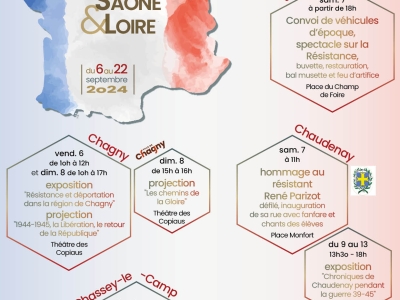 Anniversaire des 80 ans de la Libération de la Saône-et-Loire : programme conjoint organisé  par Chagny, Chassey-le-Camp, Chaudenay, Demigny et Rully. 