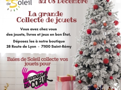 Baies de Soleil collecte vos jouets pour les Restos du Cœur de Chalon/Saône !
