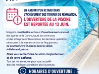 La réouverture de la piscine de Verdun sur le Doubs reportée au 13 juin 