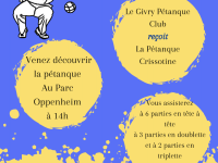 PETANQUE - Le Givry Pétanque Club reçoit la Pétanque Crissotine  le lundi 1er avril 