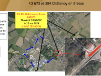 RD 673 - Commune de Châtenoy-en-Bresse Travaux de réfection de la couche de roulement - des perturbations ce mercredi 22 mai 