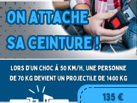 En autocar comme en voiture, on attache sa ceinture de sécurité ! le risque d'amende est de 135 euros 