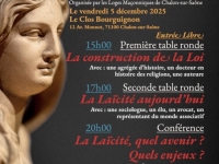 1905-2025 - La laïcité d'hier à aujourd'hui - les loges maçonniques de Chalon vous invitent ce vendredi 