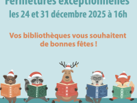 Attention aux horaires des bibliothèques municipales le 31 décembre 