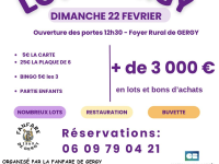 A noter sur vos agendas - Loto de la fanfare de Gergy le 22 février 