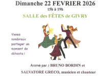 Thé dansant le dimanche 22 février à la salle des fêtes de Givry 