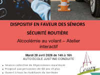 Sécurité routière - Un atelier proposé aux seniors - mardi 28 avril à Crissey