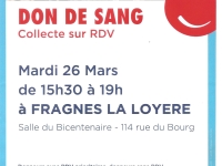 Collecte de sang le 26 mars à Fragnes-La Loyère