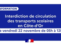 L'interdiction de circulation des transports scolaires est prolongée jusqu'à 15H en Côte d'Or.