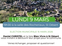 MUNICIPALES 2026 - SAINT-DESERT - Daniel Christel et Bien vivre à Saint-Désert annoncent une réunion publique 