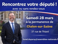 Lionel Duparay, député de la 5e circonscription de Saône et Loire, tiendra une permanence à Chalon ce samedi 28 mars 