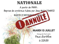 Pas de feux d'artifice ce 13 juillet à Mercurey 