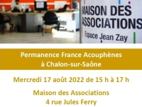 Prochaine permanence de France Acouphènes à Chalon 