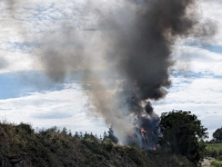 La remorque de paille s'enflamme à Moroges