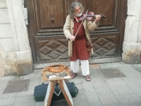 Le troubadour Olivier d’Icarie était de passage sur le marché de dimanche à Chalon 