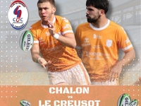 12ème journée de fédérale 2 poule 1, dimanche 14 janvier 2024 à 15 heures 15 : Chalon RTC – Le Creusot, venez encourager les rugbymans chalonnais 