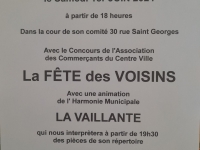 Samedi 1er juin, à partir de 18 heures, venez participer à la grande fête des voisins animée par l’orchestre ‘La Vaillante’