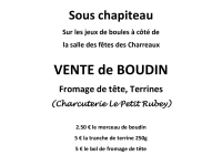 L’amicale Boules des Charreaux organise sa traditionnelle vente de boudin 