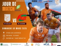 Dimanche 9 mars à 15 heures 15, 19ème journée de Fédérale 2 : Chalon RTC – RC Auxerre, venez encourager les rugbymans chalonnais