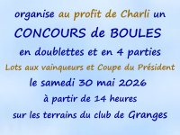 Concours de pétanque du 30 mai à 14 heures 