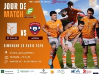 Dimanche 6 avril à 15 heures 15, 21ème journée de Fédérale 2 : Chalon RTC – Antony, venez encourager les rugbymans chalonnais