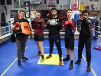 4 jeunes boxeurs du Ring Olympique Chalonnais prêts pour le Gala de boxe anglaise de Montceau-les-Mines