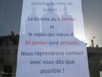 Annulation de la Galette des Rois du Comité de quartier Centre-Pasteur 