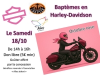 Samedi 18 octobre : Baptêmes en HARLEY-DAVIDSON au profit d'Octobre Rose !