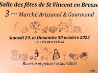 Saint-Vincent-en-Bresse : Marché artisanal et gourmand le dernier week-end d’octobre
