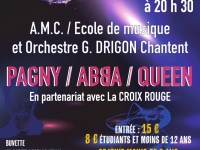 AMC , l'école de musique et l'orchestre Gilbert Drigon chantent Pagny/ABBA et Queen à la salle Marcel Sembat de Chalon sur Saône samedi 19 avril à 20h30