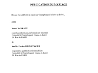 Benoit VARRAUX et Amélie RIBEAUCOURT sont heureux de faire part de leur mariage prévu le samedi 17 juin 2023 à 15H45 à Champforgeuil
