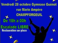 La nuit de la grimpe aura lieu le vendredi 28 octobre de 18h00 à minuit au gymnase Guénot rue Marie Ampère à Champforgeuil 