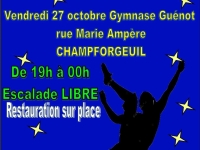  2ème édition de la nuit de la grimpe organisée par Le club d'escalade "Les Lézards au soleil" de Champforgeuil la nuit du 27 octobre de 19h00 à minuit.