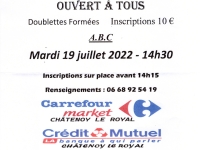 L'Amicale Boule de Châtenoy le Royal organise son concours Pétanque Propagande ouvert à tous mardi 19 juillet à 14h30 à l'Espace André Savoy .