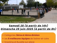 Championnat Fédéral des Associations Sport Boule du département : qualificatif pour le Championnat de France Samedi 28 & Dimanche 29 juin 2025 au Boulodrome Berlioz à Châtenoy le Royal 