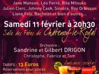 Chansons d’amour de tous les temps pour le concert du groupe Tétra du samedi 11 Février 2023 à 20h30 à la salle des fêtes de Châtenoy le Royal.